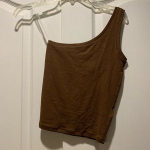 COTTON ON Brown One Shoulder Basic Tank Top